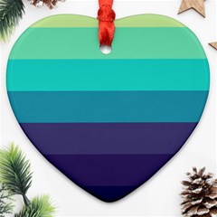 Blue Gradient Stripes  Ornament (heart) by Dazzleway