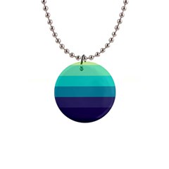 Blue Gradient Stripes  1  Button Necklace by Dazzleway