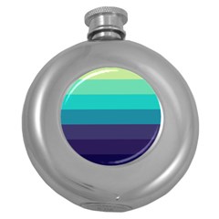 Blue Gradient Stripes  Round Hip Flask (5 Oz)