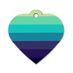 Blue Gradient Stripes  Dog Tag Heart (two Sides) by Dazzleway