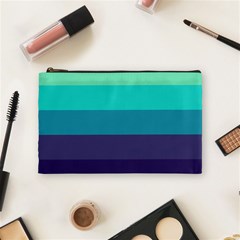 Blue Gradient Stripes  Cosmetic Bag (medium) by Dazzleway