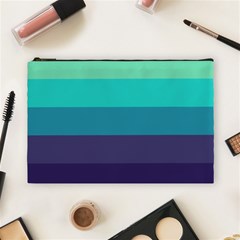 Blue Gradient Stripes  Cosmetic Bag (large) by Dazzleway