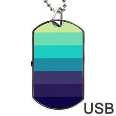 Blue Gradient Stripes  Dog Tag Usb Flash (two Sides) by Dazzleway