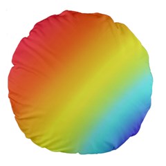 Rainbow Gradient  Large 18  Premium Flano Round Cushions by Dazzleway