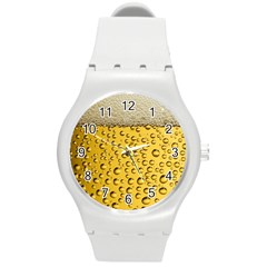 Beer Bubbles Round Plastic Sport Watch (m) by Sudhe