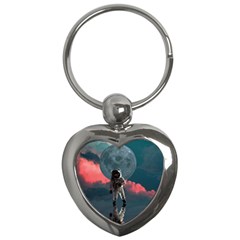 Astronaut-moon-space-nasa-planet Key Chain (heart) by Sudhe