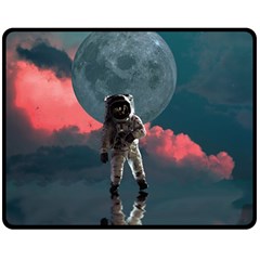 Astronaut-moon-space-nasa-planet Double Sided Fleece Blanket (medium)  by Sudhe