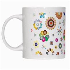 Flower Floral Pattern White Mugs by Sudhe