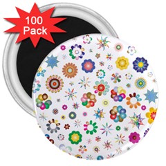 Flower Floral Pattern 3  Magnets (100 Pack) by Sudhe