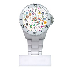 Flower Floral Pattern Plastic Nurses Watch by Sudhe