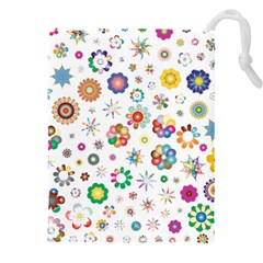 Flower Floral Pattern Drawstring Pouch (4xl) by Sudhe