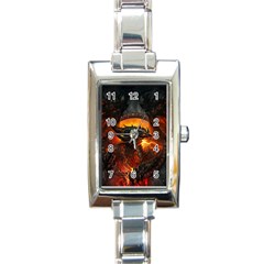 Dragon Fire Fantasy Art Rectangle Italian Charm Watch by Sudhe