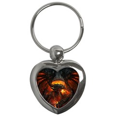 Dragon Fire Fantasy Art Key Chain (heart) by Sudhe