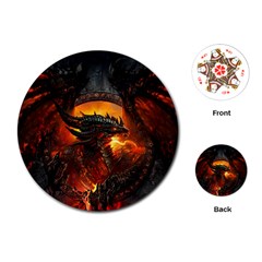 Dragon Fire Fantasy Art Playing Cards Single Design (round) by Sudhe