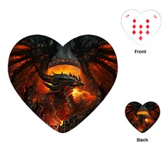 Dragon Fire Fantasy Art Playing Cards Single Design (heart) by Sudhe