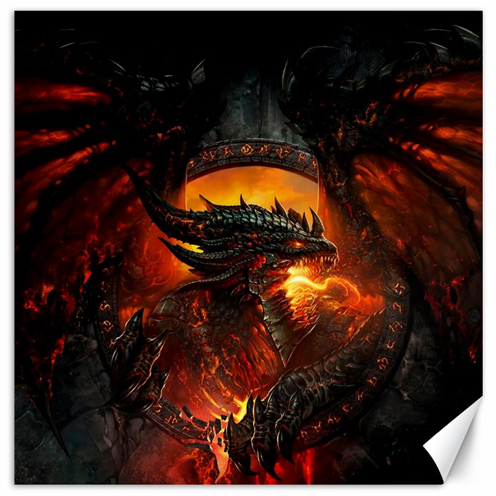 Dragon Fire Fantasy Art Canvas 16  x 16 