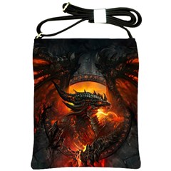 Dragon Fire Fantasy Art Shoulder Sling Bag by Sudhe