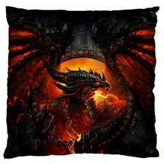 Dragon Fire Fantasy Art Large Flano Cushion Case (two Sides) by Sudhe