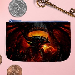 Dragon Fire Fantasy Art Large Coin Purse by Sudhe