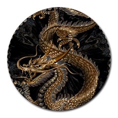 Fantasy Dragon Pentagram Round Mousepads by Sudhe