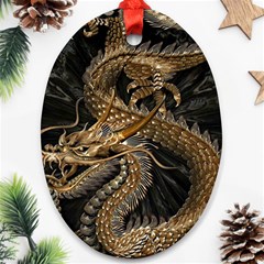 Fantasy Dragon Pentagram Ornament (oval) by Sudhe