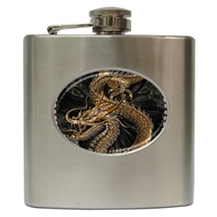 Fantasy Dragon Pentagram Hip Flask (6 Oz) by Sudhe