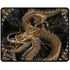 Fantasy Dragon Pentagram Fleece Blanket (medium)  by Sudhe