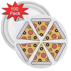 Pizza-slice-food-italian 3  Buttons (100 Pack)  by Sudhe