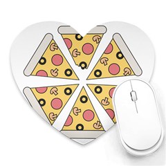 Pizza-slice-food-italian Heart Mousepads by Sudhe