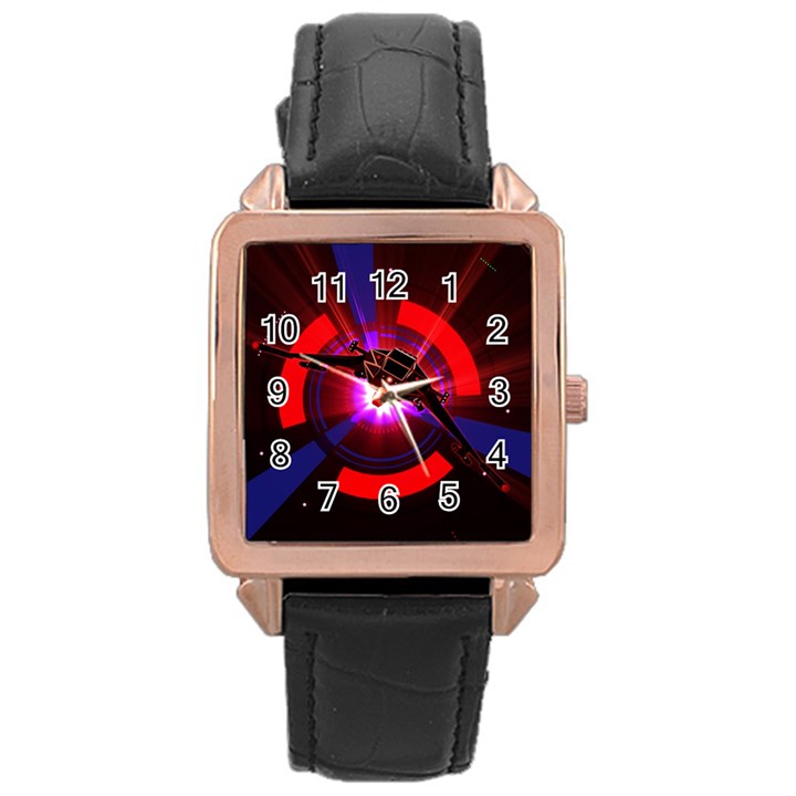 Science-fiction-cover-adventure Rose Gold Leather Watch 