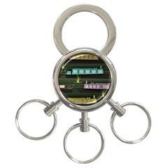 Narrow-boats-scene-pattern 3-ring Key Chain by Sudhe