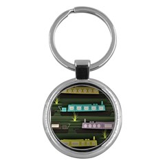 Narrow-boats-scene-pattern Key Chain (round) by Sudhe