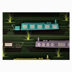 Narrow-boats-scene-pattern Large Glasses Cloth (2 Sides) by Sudhe