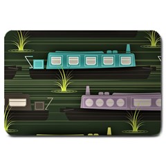 Narrow-boats-scene-pattern Large Doormat  by Sudhe