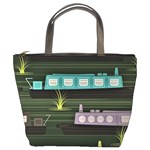 Narrow-boats-scene-pattern Bucket Bag Front