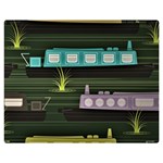 Narrow-boats-scene-pattern Double Sided Flano Blanket (Medium)  60 x50  Blanket Front