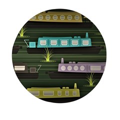 Narrow-boats-scene-pattern Mini Round Pill Box