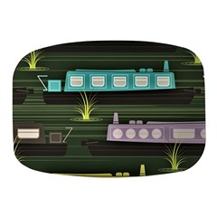 Narrow-boats-scene-pattern Mini Square Pill Box