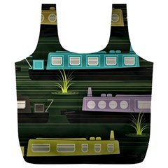 Narrow-boats-scene-pattern Full Print Recycle Bag (xxl) by Sudhe