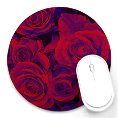 Roses-red-purple-flowers-pretty Round Mousepads by Sudhe