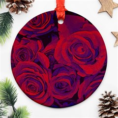 Roses-red-purple-flowers-pretty Ornament (round) by Sudhe