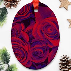 Roses-red-purple-flowers-pretty Ornament (oval) by Sudhe