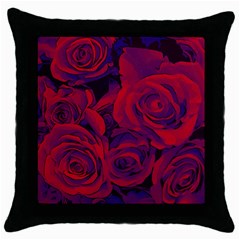 Roses-red-purple-flowers-pretty Throw Pillow Case (black) by Sudhe