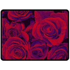 Roses-red-purple-flowers-pretty Fleece Blanket (large)  by Sudhe