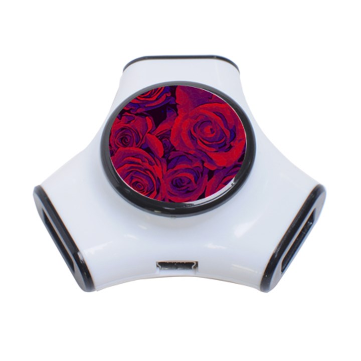 Roses-red-purple-flowers-pretty 3-Port USB Hub