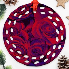 Roses-red-purple-flowers-pretty Ornament (round Filigree) by Sudhe