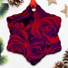 Roses-red-purple-flowers-pretty Ornament (snowflake) by Sudhe