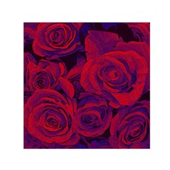 Roses-red-purple-flowers-pretty Small Satin Scarf (square) by Sudhe