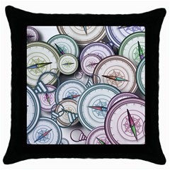 Compass-direction-north-south-east Throw Pillow Case (black) by Sudhe