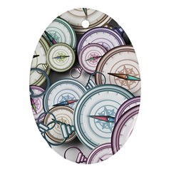 Compass-direction-north-south-east Oval Ornament (two Sides) by Sudhe